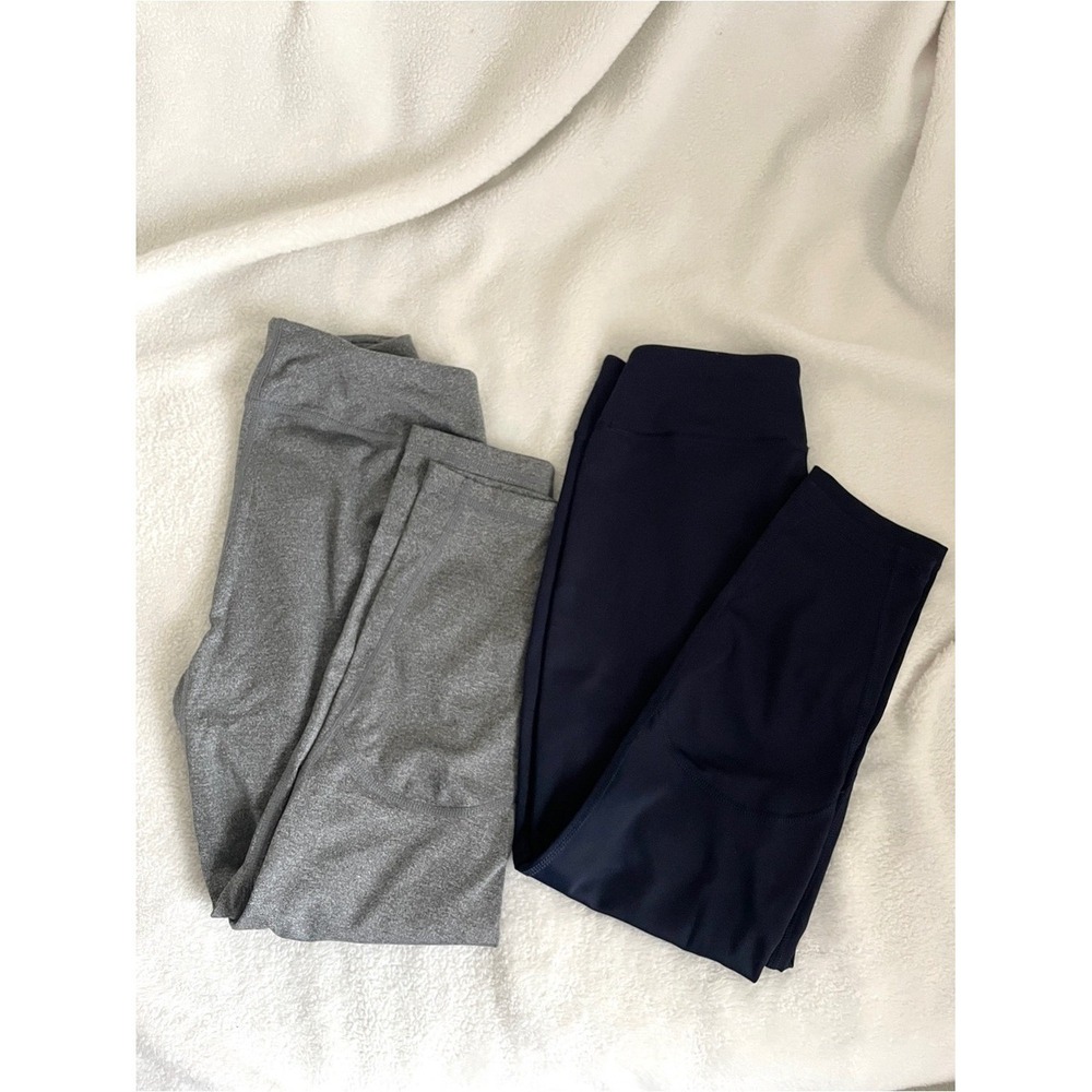 Uniqlo Workout Gym Leggings Gray Navyā (Lot of 2) Yoga Running Athlete Hiking S